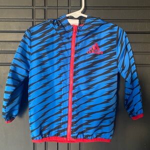 Adidas blue and red toddler track jacket